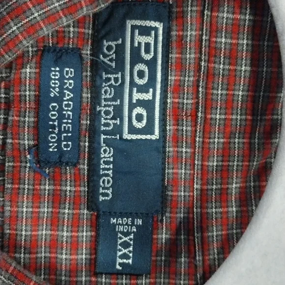 Ralph Lauren xxl long sleeve button down shirt red plaid - Picture 5 of 6